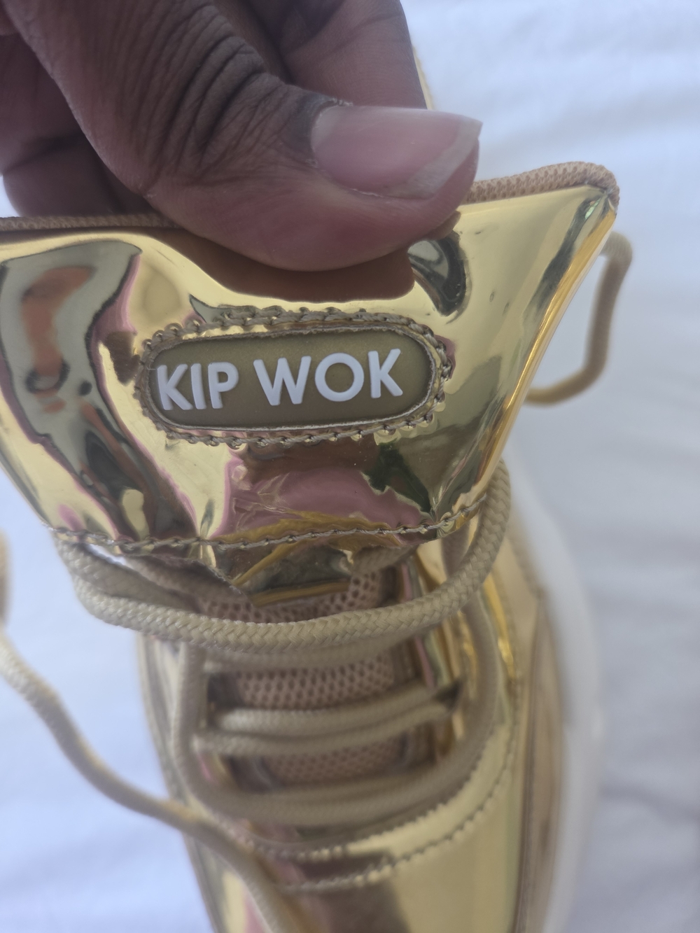 Women's Metallic Gold Platform Sneakers - Picture 5 of 6